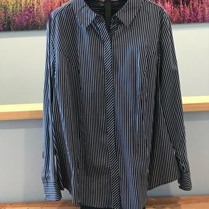 Lane Bryant Navy Pinstriped Button down shirt. Size 22